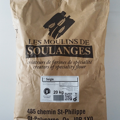 WHOLE RYE FLOUR QUEBEC -  LES MOULINS DE SOULANGES 20 kg