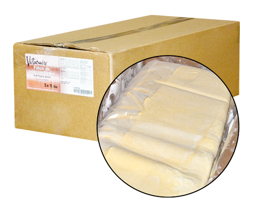 PÂTON DE PÂTE FEUILLETÉE AUX FROMAGES CRUES CONGELÉE 3 x 11 lbs - 9.979 kg