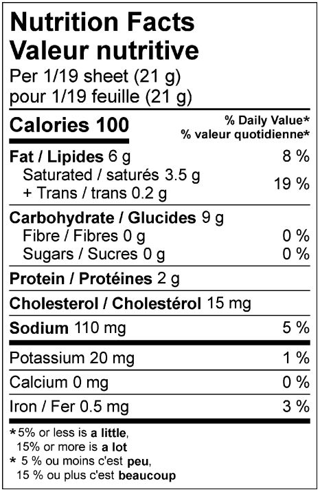 VALEURS NUTRITIONNELLES
