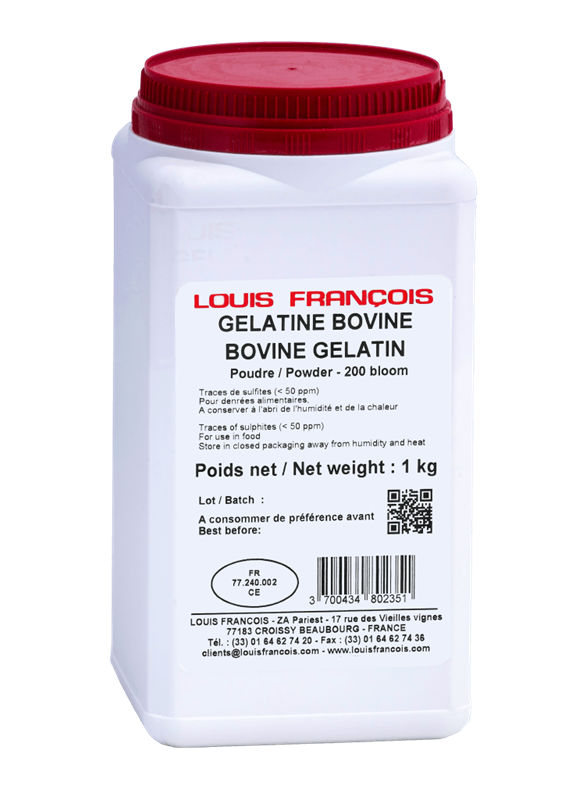 GELATINE BOVINE 200 BLOOM - LOUIS FRANÇOIS - 1 kg