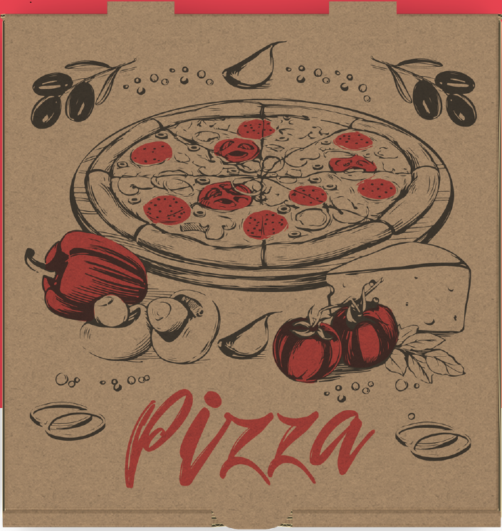 BOÎTE À PIZZA 16" CARTON BRUN IMPRIMÉE 2 COULEURS - 50 unités