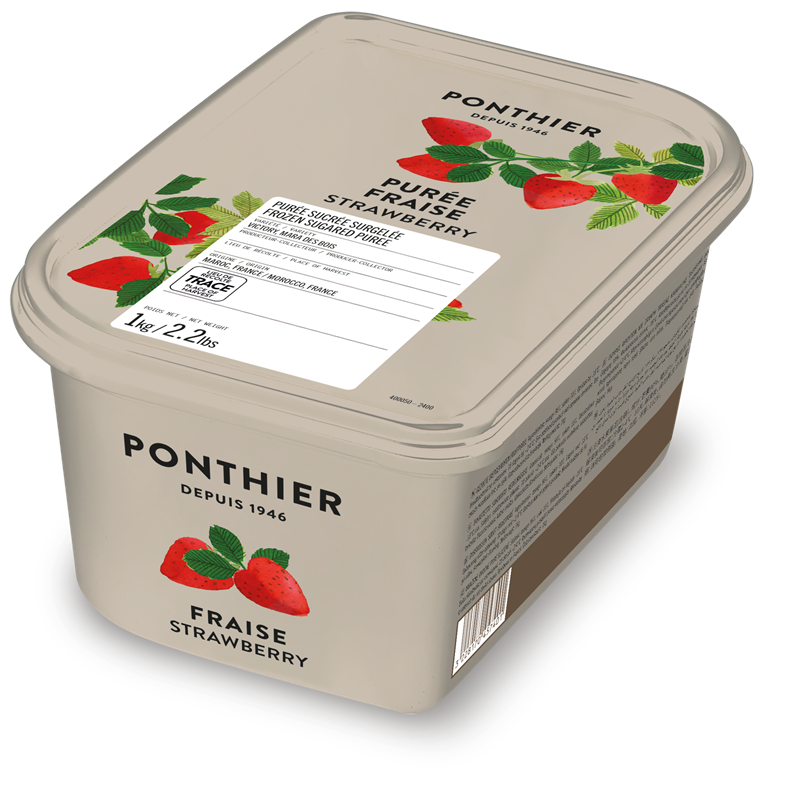 PURÉE DE FRAISE AVEC 10% DE SUCRE SURGELÉE - PONTHIER - 6 x 1 kg