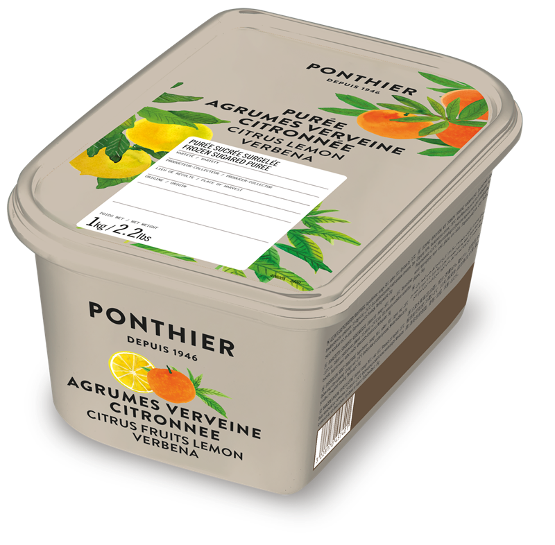 PURÉE D'AGRUMES ET DE VERVEINE CITRONNÉE AVEC 10% DE SUCRE SURGELÉE - PONTHIER - 6 x 1 kg