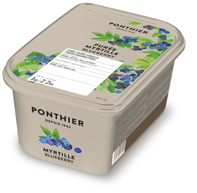 PURÉE DE MYRTILLE AVEC 10% DE SUCRE SURGELÉE - PONTHIER - 6 x 1 kg