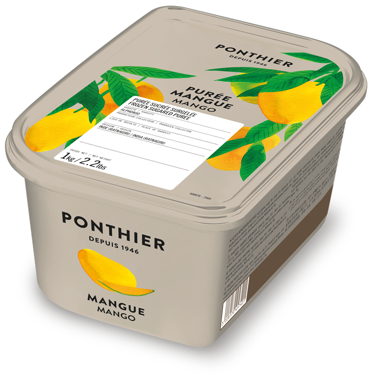 PURÉE DE MANGUE ALPHONSO AVEC 10% DE SUCRE SURGELÉE - PONTHIER - 6 x 1 kg