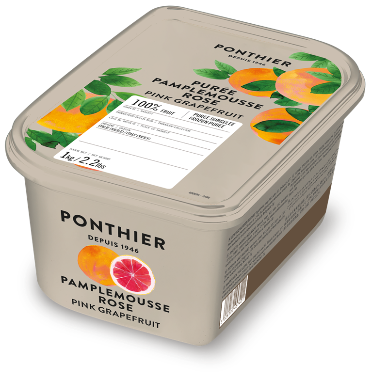 FROZEN 100% PINK GRAPEFRUIT PUREE - PONTHIER - 6 x 1 kg