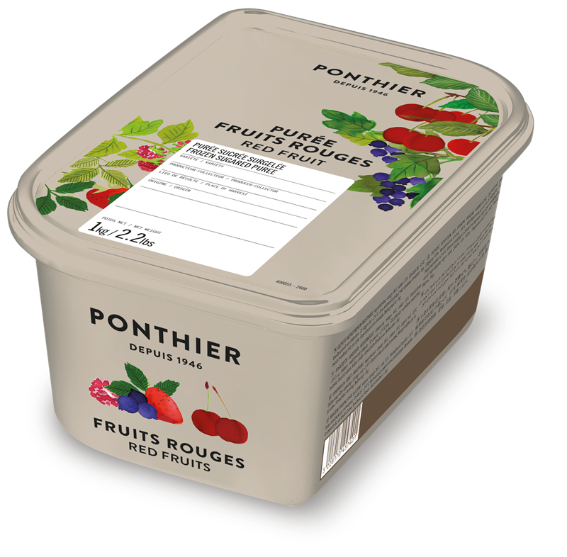 PURÉE DE FRUITS ROUGES SURGELÉE AVEC 10% DE SUCRE - PONTHIER - 6 x 1 kg