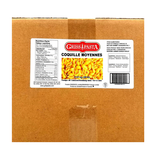 PÂTE ALIMENTAIRE COQUILLE MOYENNE - GRISSPASTA - 2 x 4.54 kg