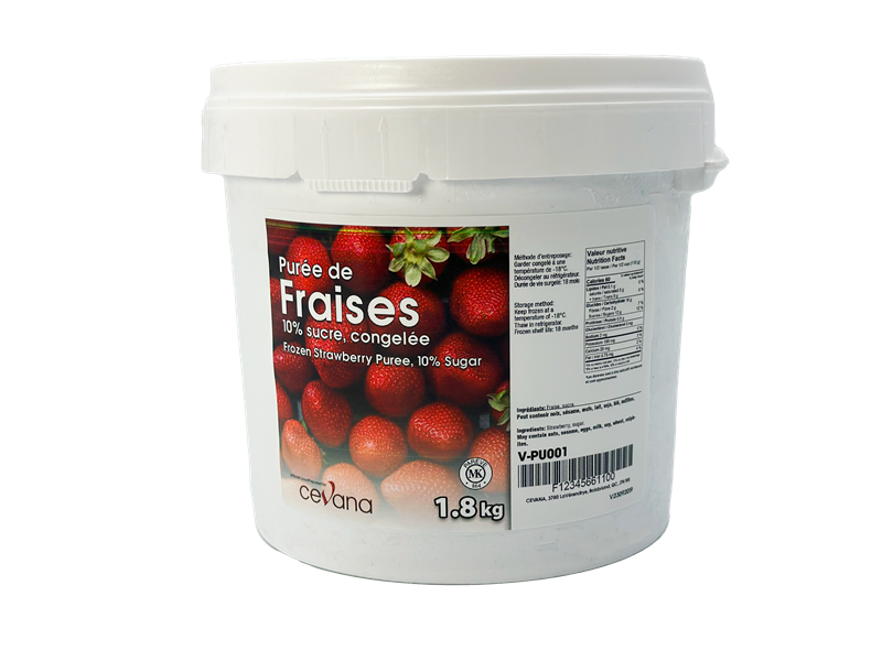 FROZEN STRAWBERRY PUREE 10% SUGAR - CEVANA 1.8 kg