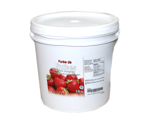FROZEN STRAWBERRY PUREE WITH 10% SUGAR - CEVANA - 15 kg