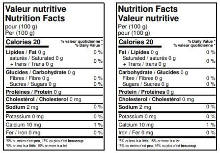 VALEURS NUTRITIONNELLES